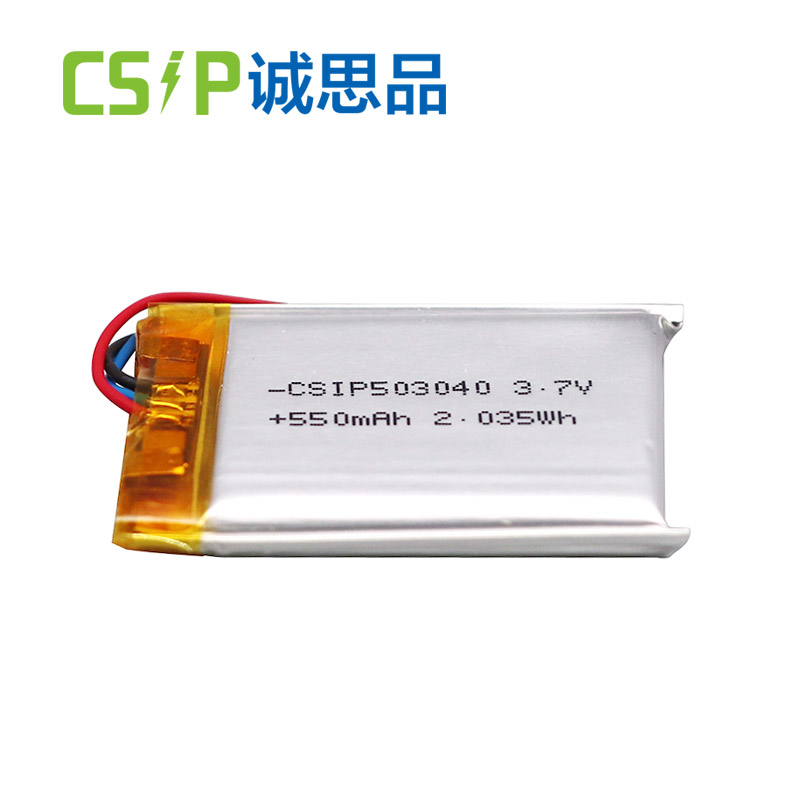 High storage energy density 503040 550mAh rechargeable lithium ion battery pack