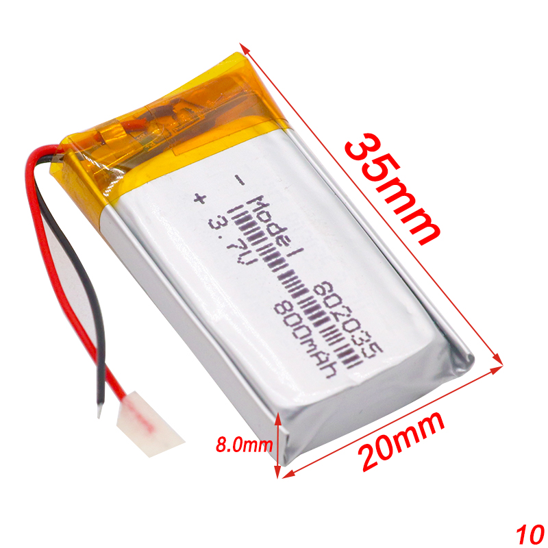 802035 Lithium Ion Polymer Rechargeable Battery, Lipo 3.7 V 500mah 800mah