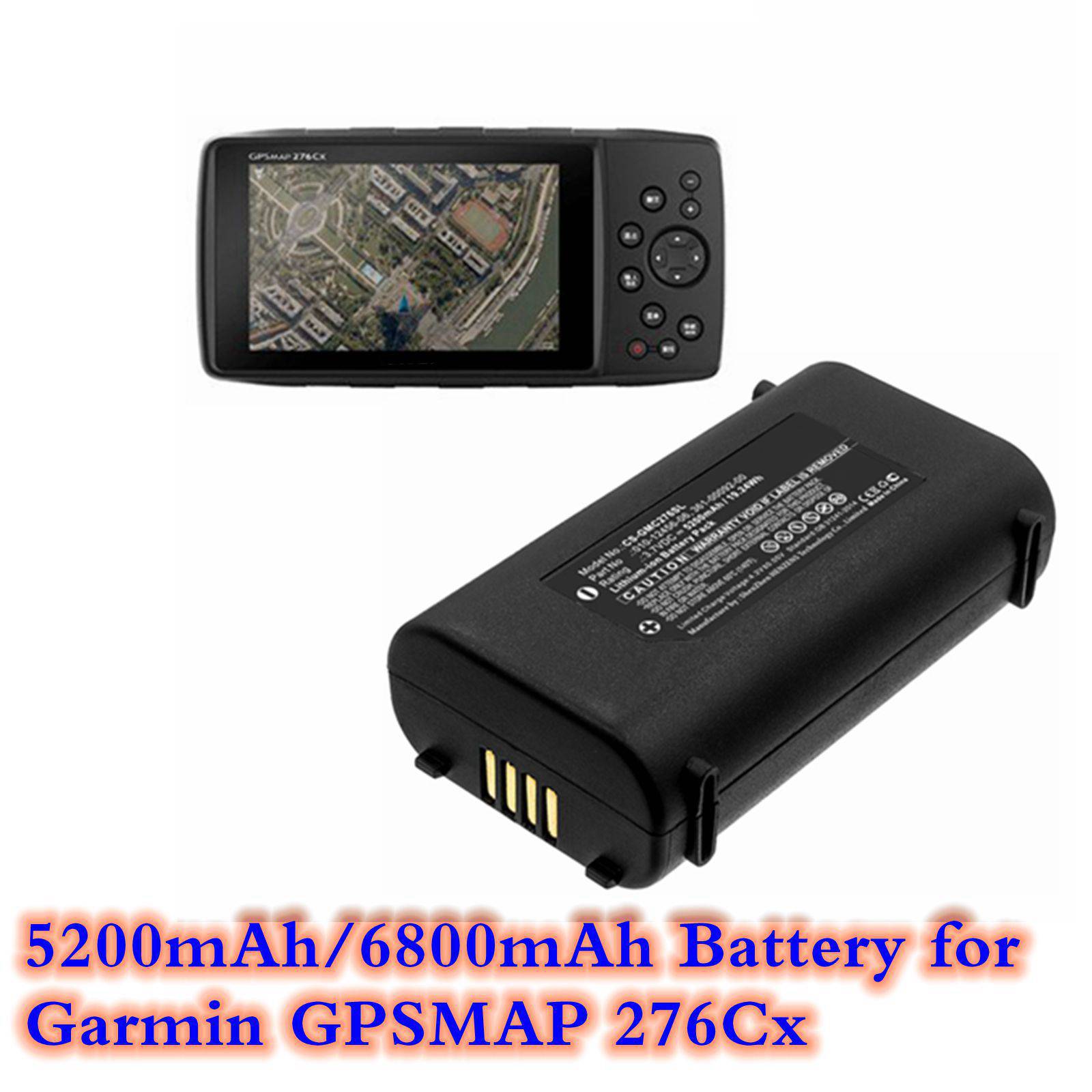 GPS Navigator Battery 3.7V 5200mAh 6800mAh 010-12456-06,361-00092-00 GPSMAP 276Cx Rechargeable Lithium Ion Batteries Packs